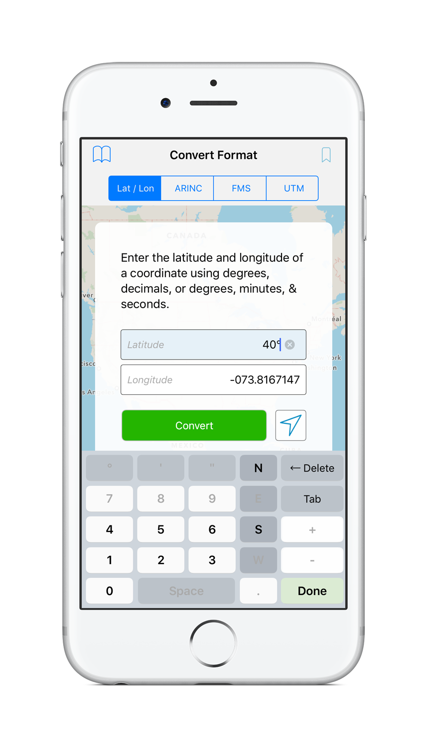 GPS Coordinate Converter specialized coordinate keyboard